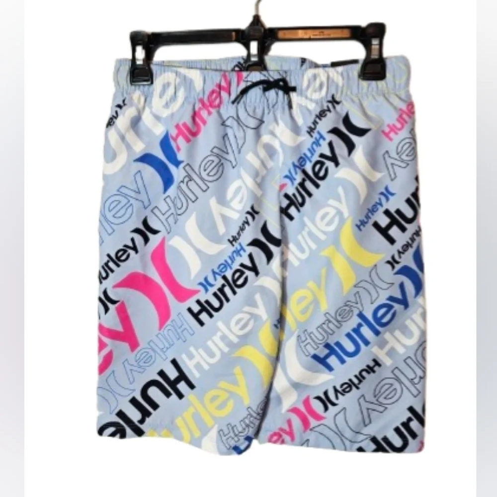 Hurley Light Blue Swim Trunks Boys Size Large NWT